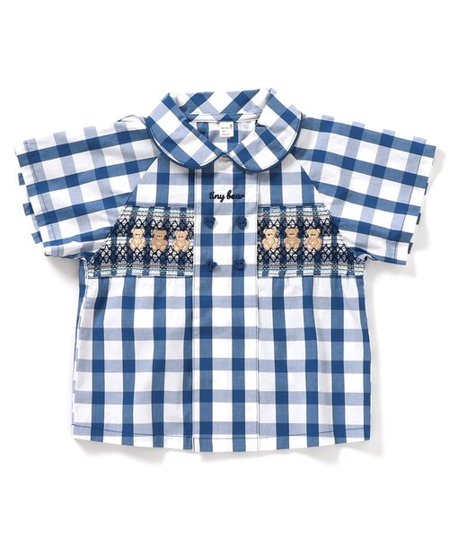 apres les cours（アプレレクール）の「半袖Tiny bear スモッキング刺繍半袖シャツ（シャツ/ブラウス・キッズ・チェック/ストライプ・80/90/100/110/120）」の15枚目の写真