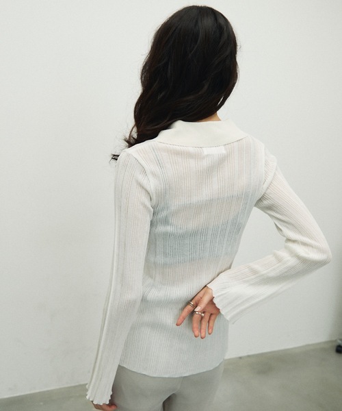 Lutim by u（ルチバイユー）の「Center Slit Sheer Rib Polo Collar