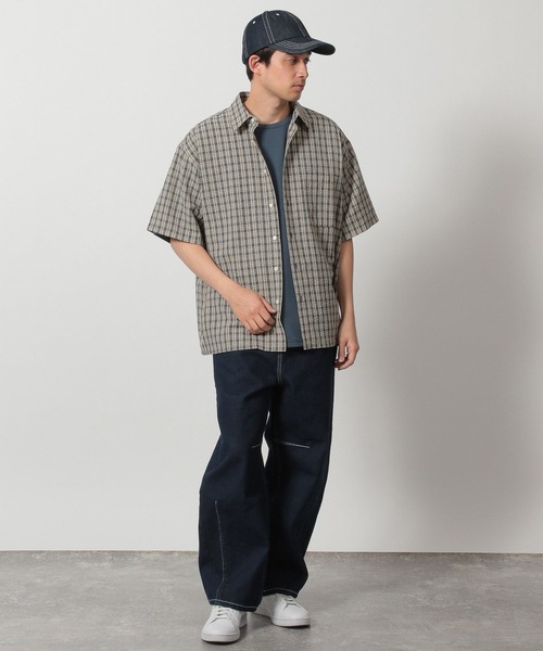 LAKOLE（ラコレ）の「シアサッカーチェックシャツ / 320213（シャツ/ブラウス・メンズ・ベージュ/チャコール/マルーン・MEDIUM/LARGE）」の5枚目の写真