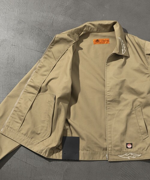 レッド刺繍ジップアップジャケット M レッド刺繍ジップアップ