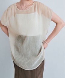 W:Huku | ランダム プリーツ ノースリーブ トップス(Tシャツ/カットソー)