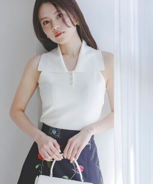 Sustainable襟付きニットプルオーバー（ニット/セーター