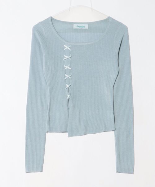 Jasmine Grandiflorum(ジャスミングランディフローラム)の「【Jasmine】レースアップニットプルオーバ チョーカー付き(ニット/セーター・レディース・ピンク/ブルー/アイボリー・FREE)」の6枚目の写真