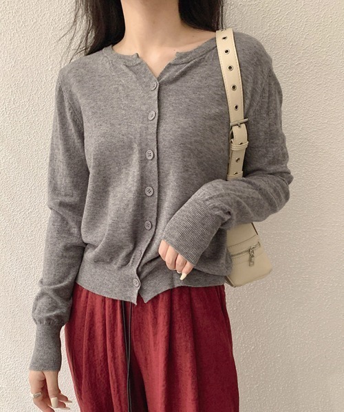 shoppinggo(ショッピングゴー)の「ニットカーディガン トップス(カーディガン/ボレロ・レディース・グレー/ブルー/アイボリー/ピンク/ブラウン/イエロー/ネイビー/ベージュ・FREE)」の3枚目の写真