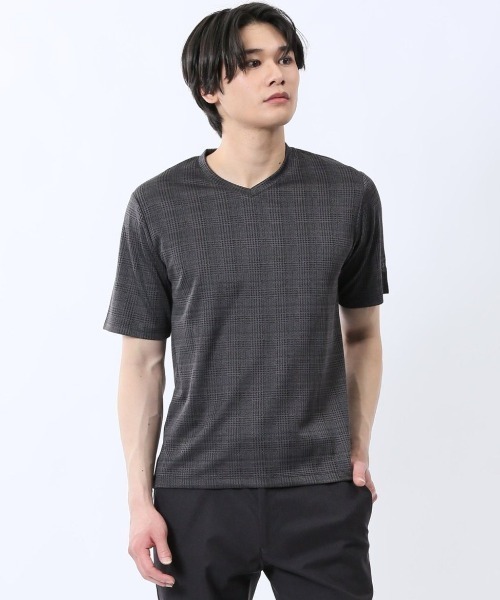 renoma(レノマ)の「【ストレッチ】レノマ オム 千鳥ジャガード Vネック半袖Tシャツ(Tシャツ/カットソー・メンズ・ホワイト/ブラック/ホワイト×ブラック・MEDIUM/LARGE/X-LARGE)」の3枚目の写真