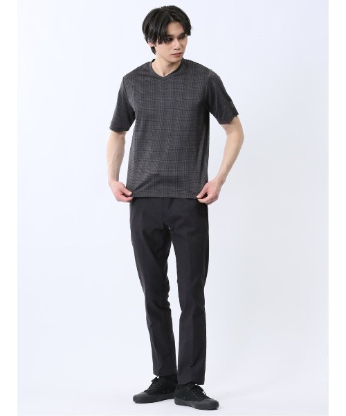 renoma(レノマ)の「【ストレッチ】レノマ オム 千鳥ジャガード Vネック半袖Tシャツ(Tシャツ/カットソー・メンズ・ホワイト/ブラック/ホワイト×ブラック・MEDIUM/LARGE/X-LARGE)」の8枚目の写真