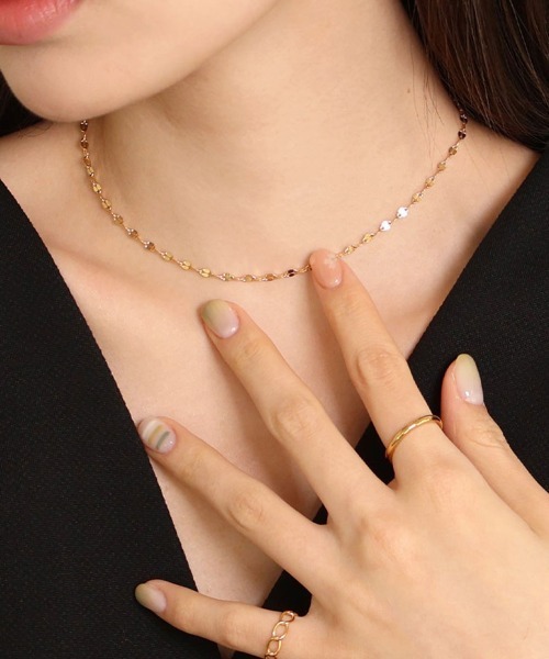 セール】【金属アレルギー対応】ペタルチェーン ネックレス 35cm