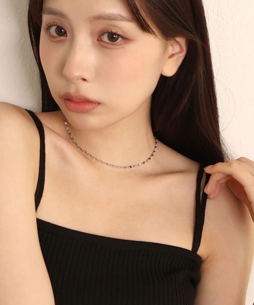 セール】【金属アレルギー対応】ペタルチェーン ネックレス 35cm