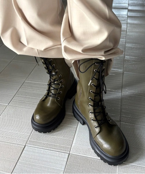 アメリLACE UP TANK SOLE BOOTSブラウンL新品 Ameri（アメリ）の「LACE UP TANK SOLE BOOTS（ブーツ）」 - WEAR