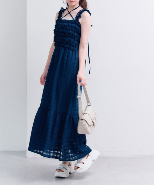 OLIVE des OLIVE フリルシャーリングワンピース OLIVE des ワンピース フリルシャーリングキャミワンピ