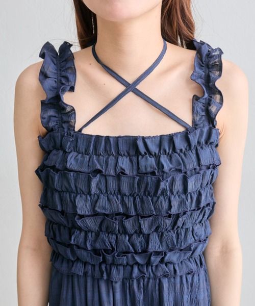 OLIVE des OLIVE(オリーブデオリーブ)の「フリルシャーリングワンピース(ワンピース・レディース・ネイビー/オフホワイト/サックスブルー/ピンク・SMALL/MEDIUM)」の8枚目の写真