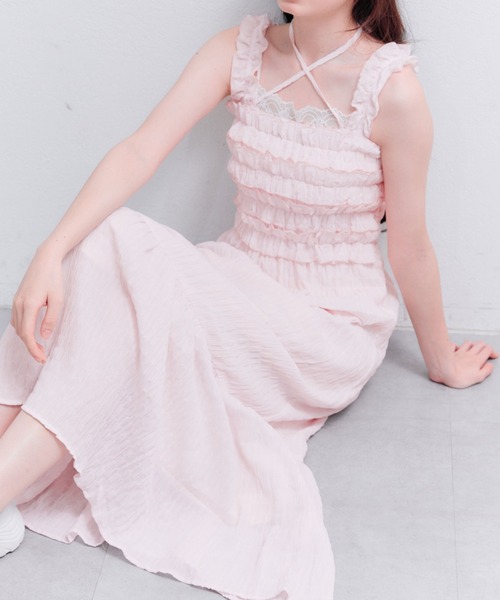 OLIVE des OLIVE(オリーブデオリーブ)の「フリルシャーリングワンピース(ワンピース・レディース・ネイビー/オフホワイト/サックスブルー/ピンク・SMALL/MEDIUM)」の21枚目の写真