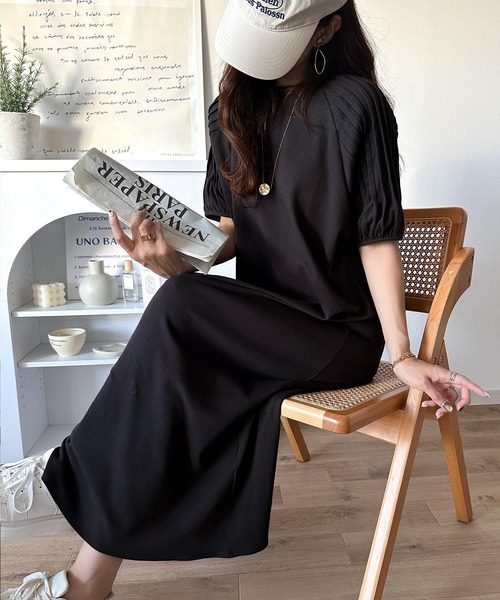 セール】綿100% さらりと上品にきまる。袖タックラグラン半袖