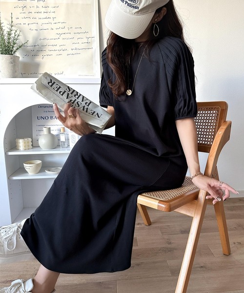 セール】綿100% さらりと上品にきまる。袖タックラグラン半袖