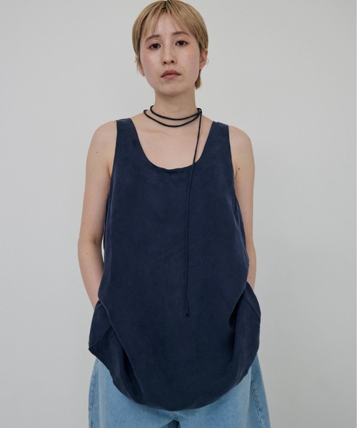 lit(リット)の「Choker Set Cupra Tops(シャツ/ブラウス・レディース・ネイビー/ブラウン・FREE)」の3枚目の写真