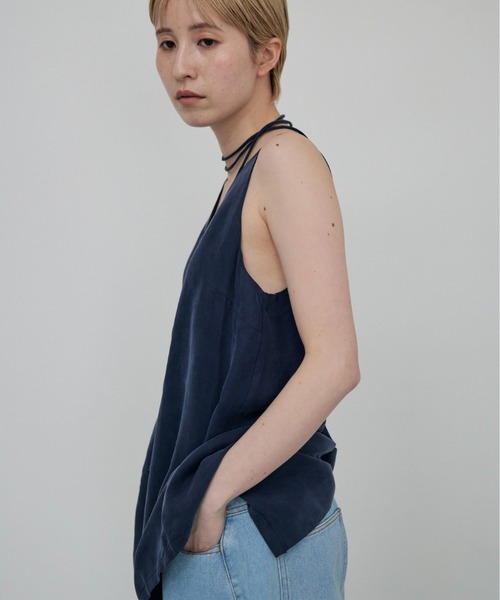 lit(リット)の「Choker Set Cupra Tops(シャツ/ブラウス・レディース・ネイビー/ブラウン・FREE)」の4枚目の写真