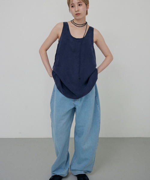 lit(リット)の「Choker Set Cupra Tops(シャツ/ブラウス・レディース・ネイビー/ブラウン・FREE)」の6枚目の写真