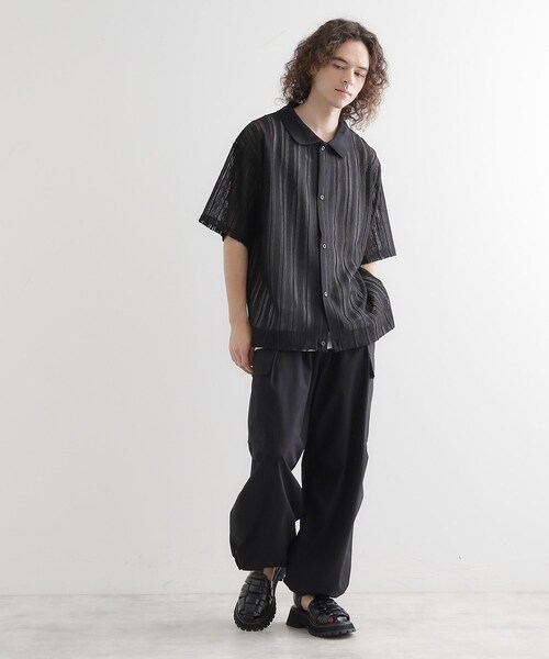tk.TAKEO KIKUCHI(ティーケータケオキクチ)の「【セットアイテム】透かし編みオープンシャツ(シャツ/ブラウス・メンズ・ブラック/オフホワイト/ダークブラウン・02/03/04)」の10枚目の写真