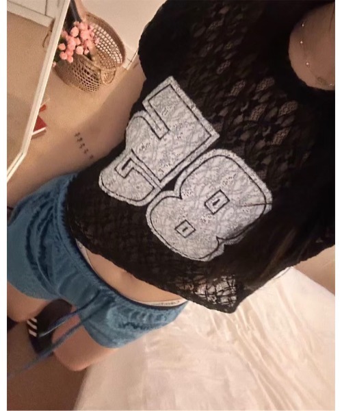 ARCHIVER(アーカイバ)の「【Lp】レースナンバリングTシャツ(Tシャツ/カットソー・レディース・ホワイト/ブラック/グレー/ピンク・FREE)」の9枚目の写真