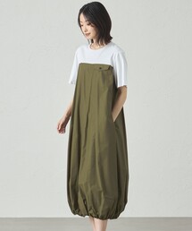 CAST: ワンピース NAVY】【1枚着でも羽織りでも】ギャザーストライプワンピース