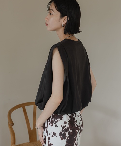 LOWRYS FARM（ローリーズファーム）の「バルーンプルオーバーフレンチスリーブ　574769（Tシャツ/カットソー・レディース・エンジ/チャコールグレー/オフホワイト・FREE）」の3枚目の写真