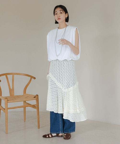 LOWRYS FARM（ローリーズファーム）の「バルーンプルオーバーフレンチスリーブ　574769（Tシャツ/カットソー・レディース・エンジ/チャコールグレー/オフホワイト・FREE）」の4枚目の写真