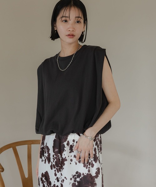 LOWRYS FARM（ローリーズファーム）の「バルーンプルオーバーフレンチスリーブ　574769（Tシャツ/カットソー・レディース・エンジ/チャコールグレー/オフホワイト・FREE）」の13枚目の写真