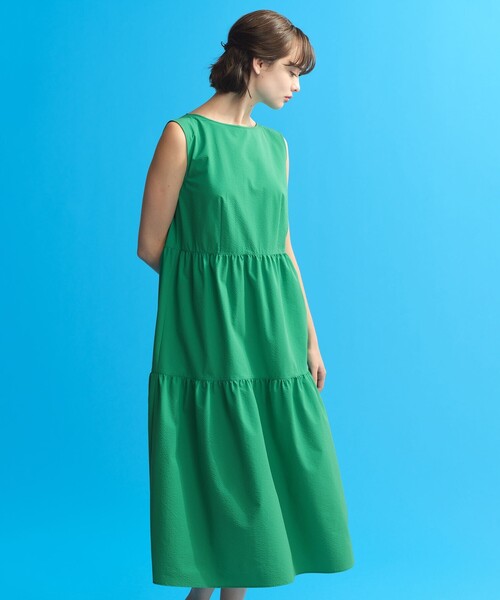 MACKINTOSH PHILOSOPHY(マッキントッシュ フィロソフィー)の「サマーサッカーティアードワンピース(ワンピース・レディース・ベージュ/ブラック/グリーン・38/34/36)」の3枚目の写真