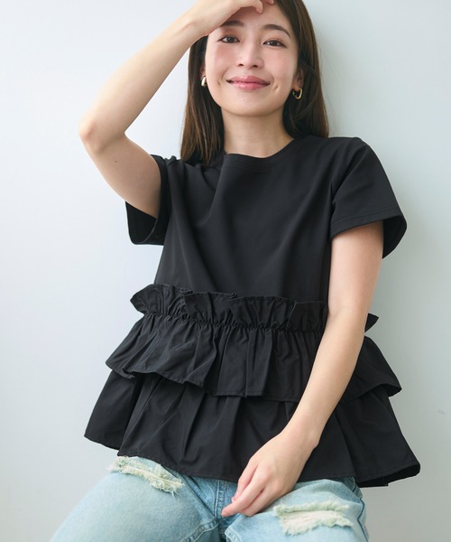 coca(coca)(コカ)の「シルキータッチドッキングTシャツ(Tシャツ/カットソー・レディース・ホワイト/ブラック・L/M/S)」の15枚目の写真