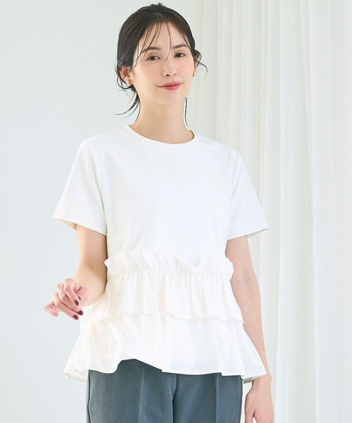 coca(coca)(コカ)の「シルキータッチドッキングTシャツ(Tシャツ/カットソー・レディース・ホワイト/ブラック・L/M/S)」の4枚目の写真