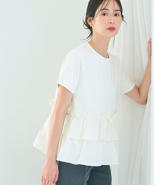 coca(coca)(コカ)の「シルキータッチドッキングTシャツ(Tシャツ/カットソー・レディース・ホワイト/ブラック・L/M/S)」の7枚目の写真