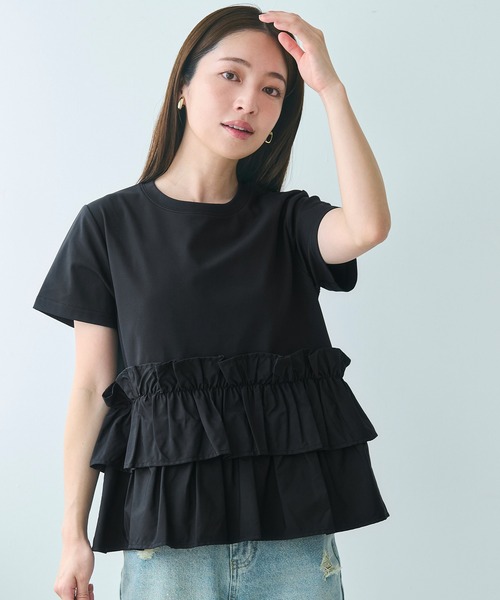 coca(coca)(コカ)の「シルキータッチドッキングTシャツ(Tシャツ/カットソー・レディース・ホワイト/ブラック・L/M/S)」の10枚目の写真