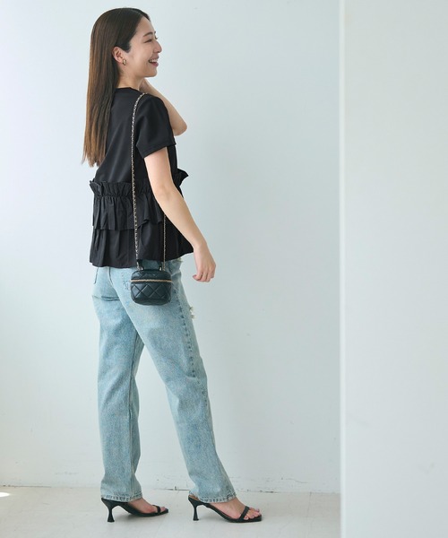 coca(coca)(コカ)の「シルキータッチドッキングTシャツ(Tシャツ/カットソー・レディース・ホワイト/ブラック・L/M/S)」の12枚目の写真