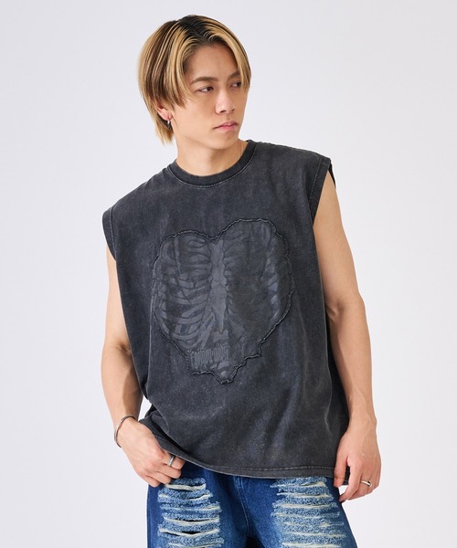 THE NORTH FACE x HYKE ノースリーブ Tシャツ　タンクトップ バックのプリントがロックなノースリーブTシャツ（タンクトップ
