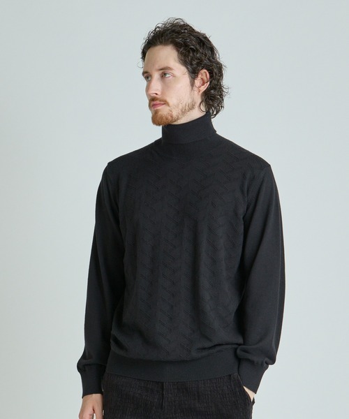 MEN'S BIGI(メンズビギ)の「【ACTIVE TAILOR/アクティブテイラー】12Gジャカードタートルネックニット(ニット/セーター・メンズ・モカ/グレー/ブラック/ホワイト・01/02/03)」の16枚目の写真