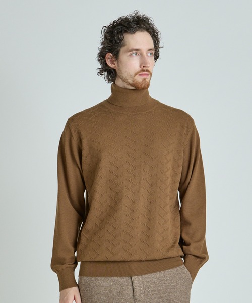 MEN'S BIGI(メンズビギ)の「【ACTIVE TAILOR/アクティブテイラー】12Gジャカードタートルネックニット(ニット/セーター・メンズ・モカ/グレー/ブラック/ホワイト・01/02/03)」の14枚目の写真