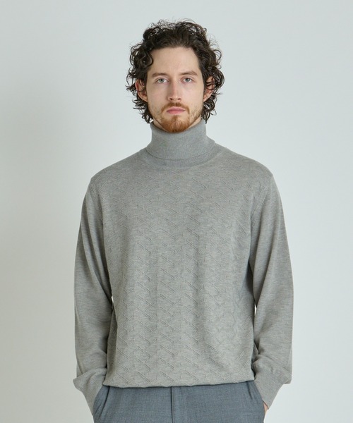 MEN'S BIGI(メンズビギ)の「【ACTIVE TAILOR/アクティブテイラー】12Gジャカードタートルネックニット(ニット/セーター・メンズ・モカ/グレー/ブラック/ホワイト・01/02/03)」の15枚目の写真