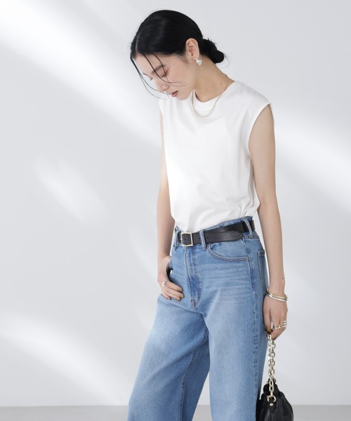 セール】NANOFINE強撚コットンノースリーブトップス（Tシャツ