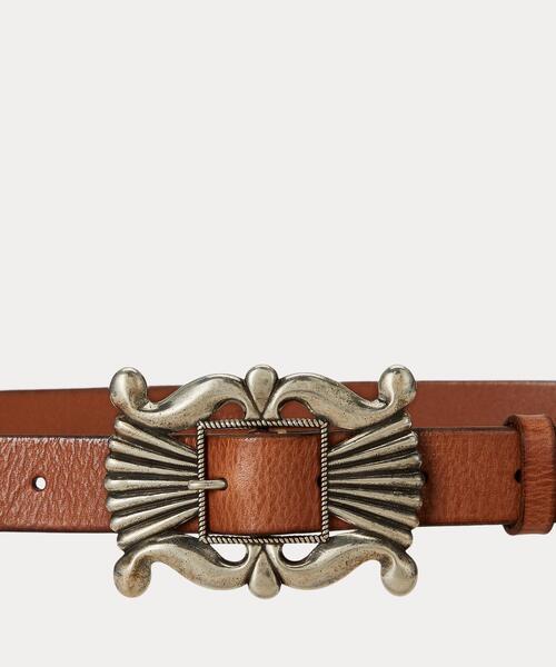 Ralph Lauren レザーベルト ビッグバックル デコラティブバックル レザー ベルト(ベルト)|POLO RALPH