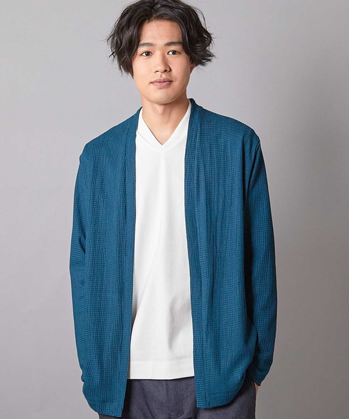 UNION STATION（ユニオンステーション）の「ウェーブジャガードボタンレスカーデ（カーディガン/ボレロ・メンズ・ブラック/ブルー/ブラウン・M/L）」の3枚目の写真