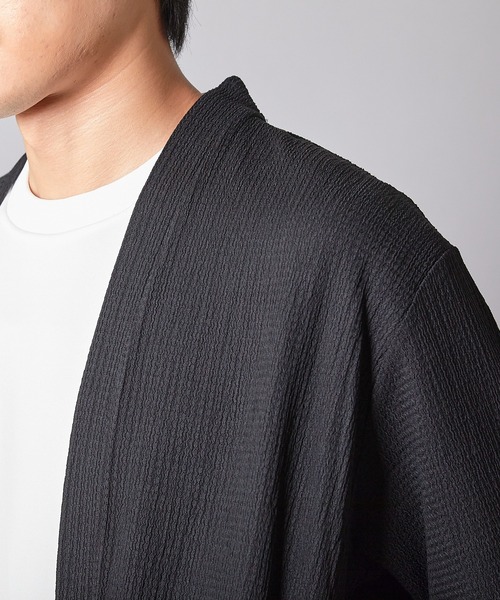 UNION STATION（ユニオンステーション）の「ウェーブジャガードボタンレスカーデ（カーディガン/ボレロ・メンズ・ブラック/ブルー/ブラウン・M/L）」の4枚目の写真