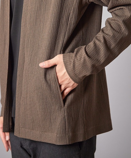 UNION STATION（ユニオンステーション）の「ウェーブジャガードボタンレスカーデ（カーディガン/ボレロ・メンズ・ブラック/ブルー/ブラウン・M/L）」の14枚目の写真