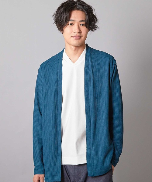 UNION STATION（ユニオンステーション）の「ウェーブジャガードボタンレスカーデ（カーディガン/ボレロ・メンズ・ブラック/ブルー/ブラウン・M/L）」の12枚目の写真