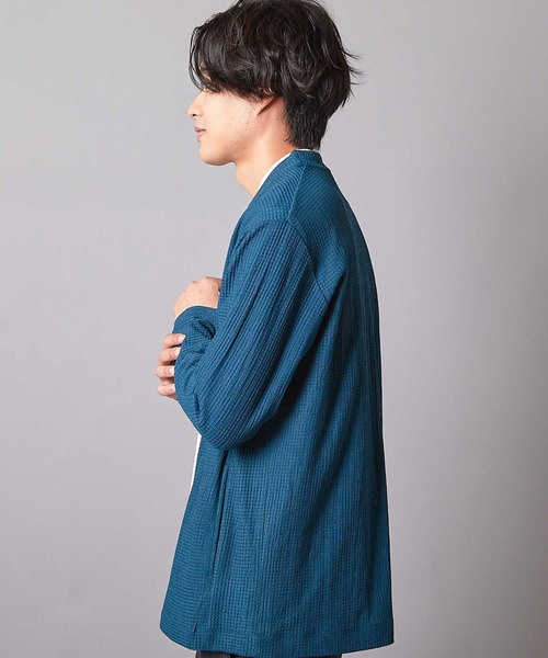 UNION STATION（ユニオンステーション）の「ウェーブジャガードボタンレスカーデ（カーディガン/ボレロ・メンズ・ブラック/ブルー/ブラウン・M/L）」の11枚目の写真