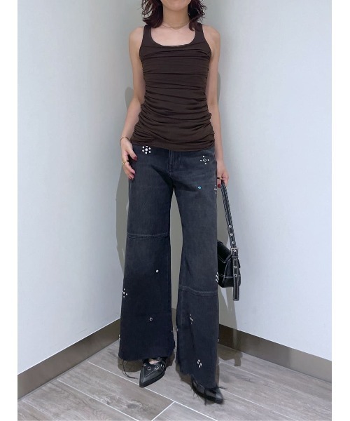 STUDS SEAM DESIGN FLARE PT-E スタッズ シームデザイン フレアパンツ