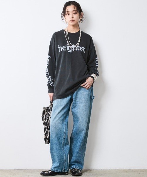 CHIC STYLE（シックスタイル）の「綿100％ロゴプリントロングスリーブTシャツ＜大きいサイズ有＞シックスタイル（Tシャツ/カットソー・レディース・オフホワイト/スミクロ・3L/LL/L/M/5L/4L）」の6枚目の写真