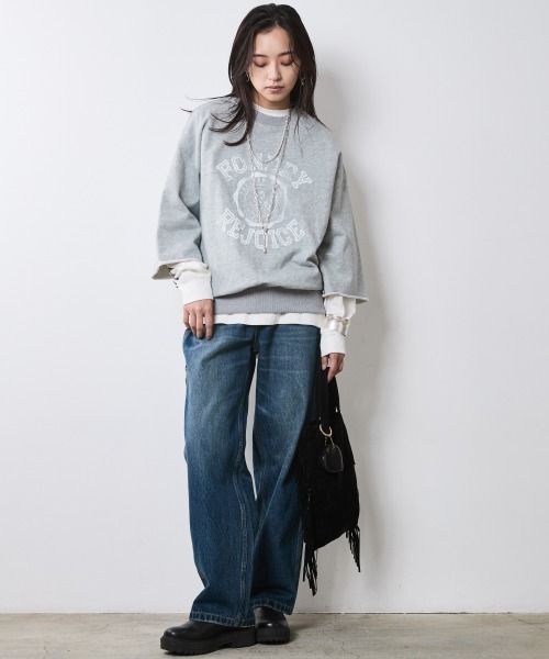 CHIC STYLE（シックスタイル）の「綿100％ロゴプリントロングスリーブTシャツ＜大きいサイズ有＞シックスタイル（Tシャツ/カットソー・レディース・オフホワイト/スミクロ・3L/LL/L/M/5L/4L）」の13枚目の写真