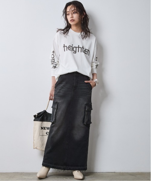 CHIC STYLE（シックスタイル）の「綿100％ロゴプリントロングスリーブTシャツ＜大きいサイズ有＞シックスタイル（Tシャツ/カットソー・レディース・オフホワイト/スミクロ・3L/LL/L/M/5L/4L）」の18枚目の写真