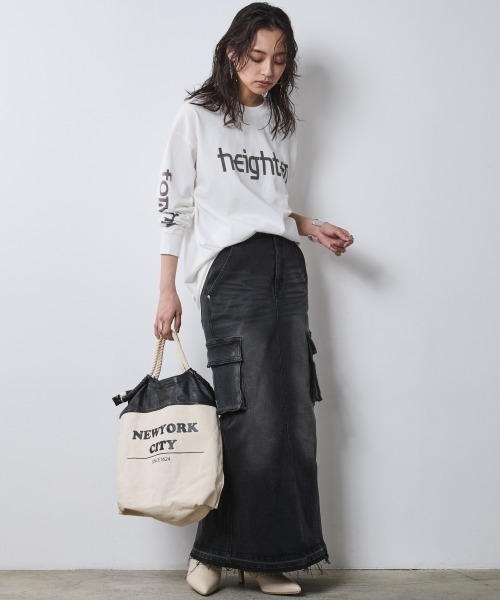 CHIC STYLE（シックスタイル）の「綿100％ロゴプリントロングスリーブTシャツ＜大きいサイズ有＞シックスタイル（Tシャツ/カットソー・レディース・オフホワイト/スミクロ・3L/LL/L/M/5L/4L）」の19枚目の写真