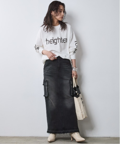 CHIC STYLE（シックスタイル）の「綿100％ロゴプリントロングスリーブTシャツ＜大きいサイズ有＞シックスタイル（Tシャツ/カットソー・レディース・オフホワイト/スミクロ・3L/LL/L/M/5L/4L）」の21枚目の写真